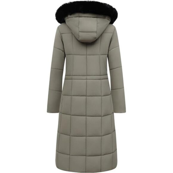 Women's Winter Coat Long Waterproof Parka - Warm Brown - Picture 2 of 7